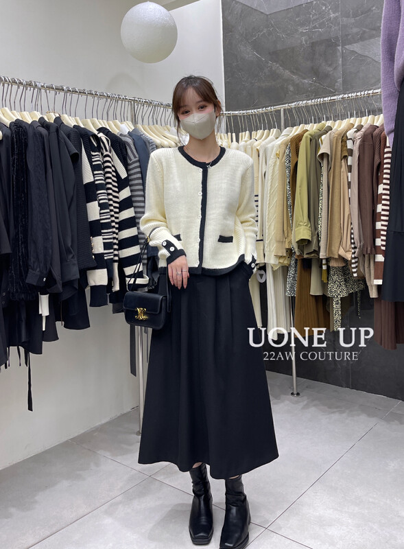 【UONE】French Vintage Colorblock Knit Cardigan 9179# LSL