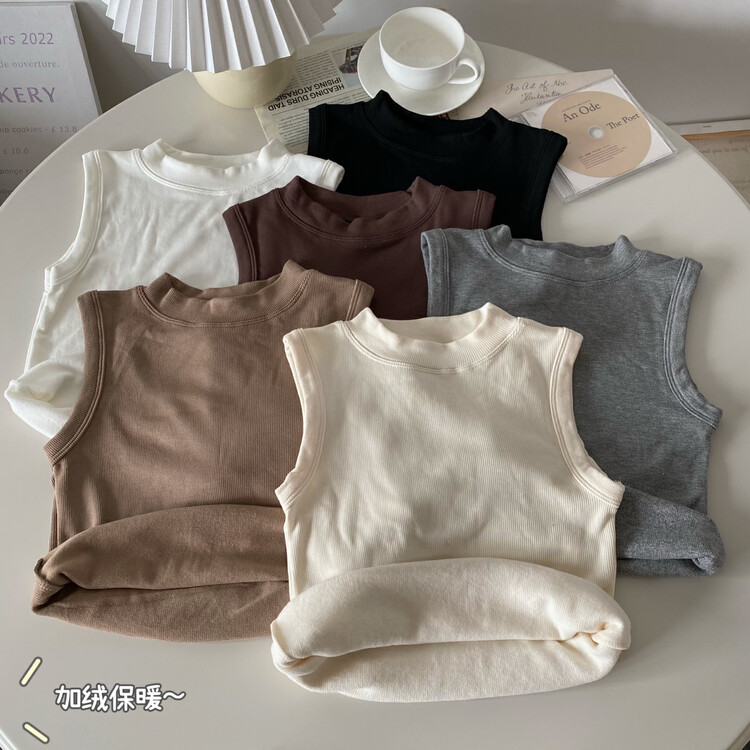[Blue Show] Simple Solid Color Stand Collar Vest/Sling 7500# LSW