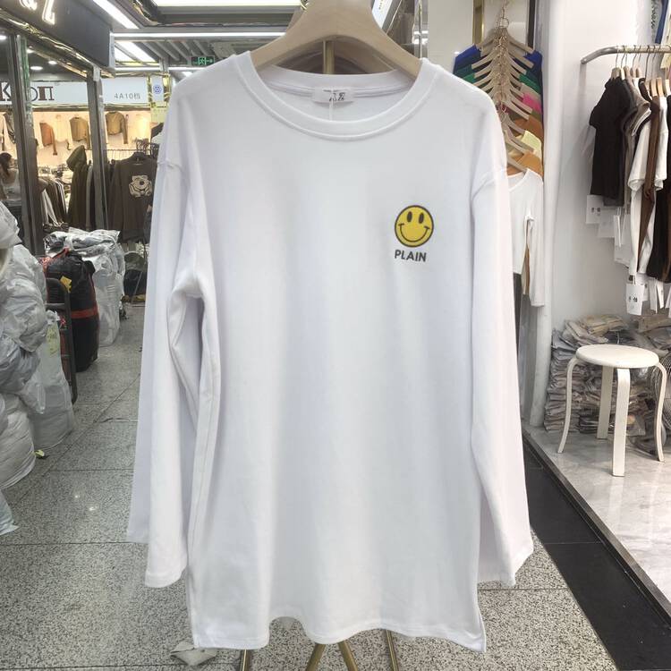 [Ziyijia] Korean version of the smiling face all-match long-sleeved T-shirt A923# WTT