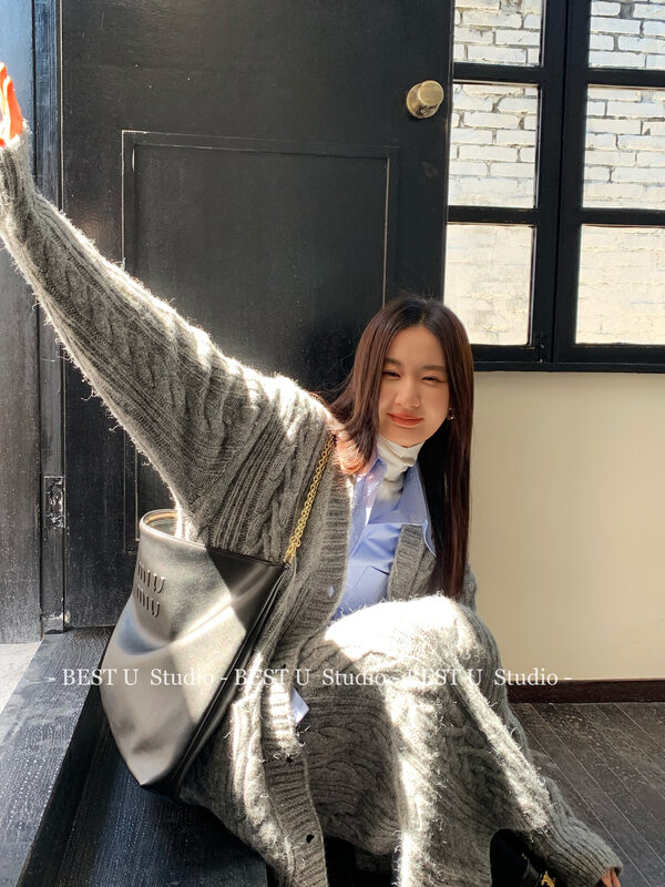 【BEST U】Casual Loose V-Neck Neat Lazy Knit Cardigan 99230# LSW
