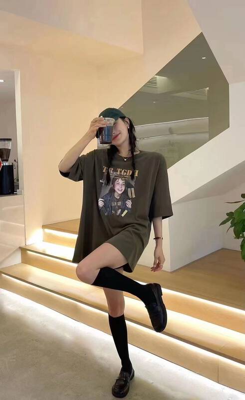 [Ziyijia] Personalized pattern printing loose short-sleeved T-shirt YS1-5010# WTT