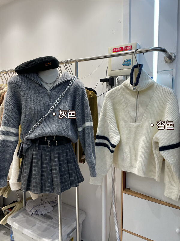 【JULIA】Casual Loose Half-Zip Warm Sweater YS2-5068# PCZ