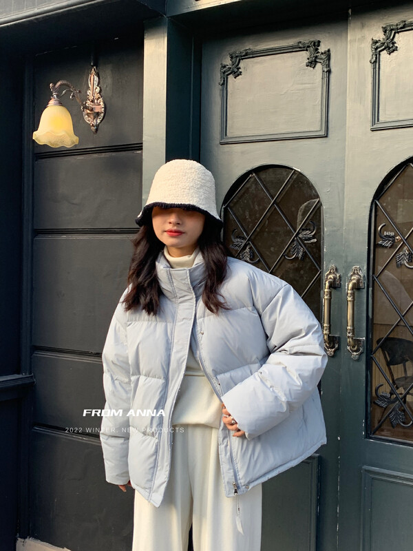 【FROM ANNA】Simple and solid color stand-up collar warm down jacket (including 90% white duck down) 226606# LSW