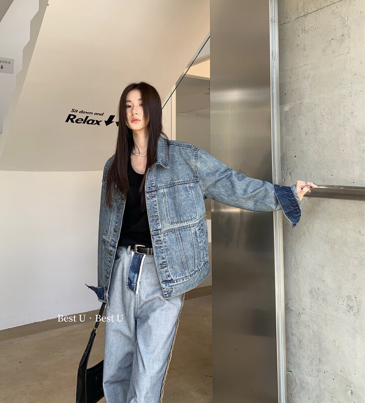 New in autumn! [BEST U] High street retro fashionable all-match denim jacket 56103# LSW