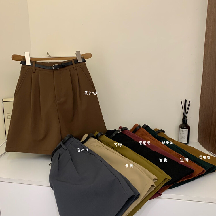 Autumn is new! [FROM ANNA] Korean version of the fashion texture super good all-match casual shorts (with belt) 1203# LSW