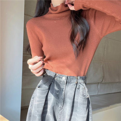 Real shooting real price New Korean version all-match soft and thin high-necked long-sleeved knitted bottoming shirt women 13 colors