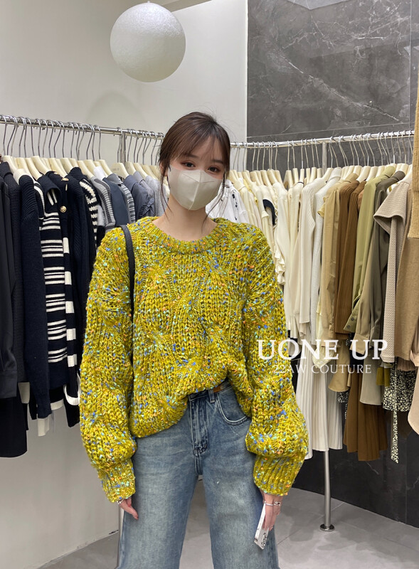 【UONE】Vintage Variegated Twist Knit Sweater 8521# LSL