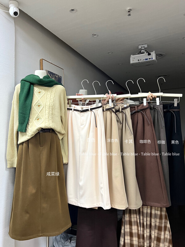 New in winter!【FROM ANNA】Korean version all-match woolen straight skirt (with belt) T3114# LSW