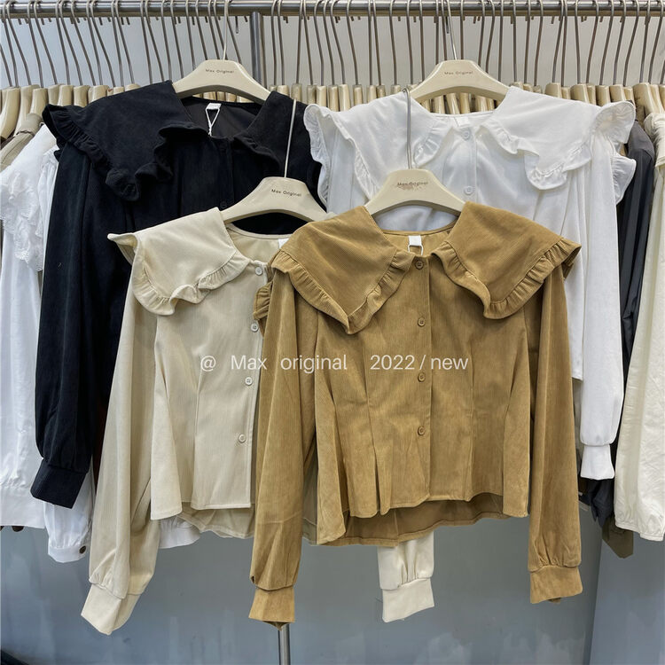 New in autumn!【MAX ORIGINAL】Korean solid color all-match small shirt 98895# HBX