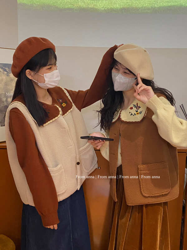 【FROM ANNA】Korean version of simple and versatile lamb wool vest T3120# LSW