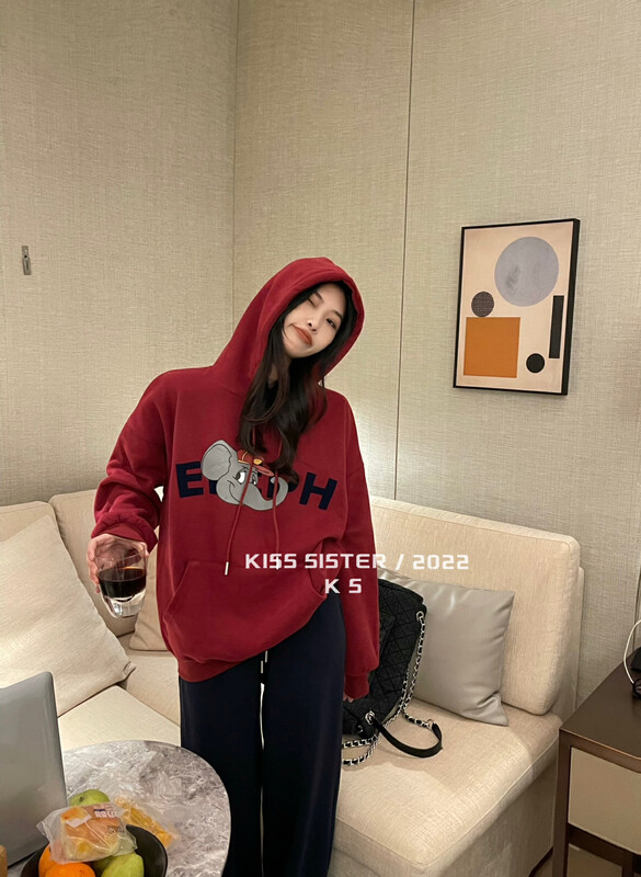 【KISS SISTER】Korean Loose Cartoon Letter Composite Sweater 22A9852