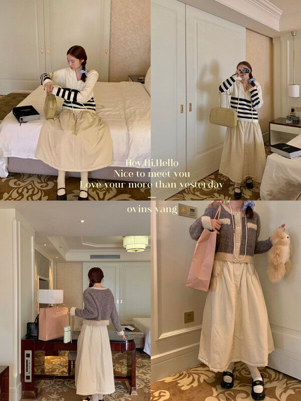 【OVINSYANG】Loose and solid color simple all-match skirt (without matching) Y8568# FHX