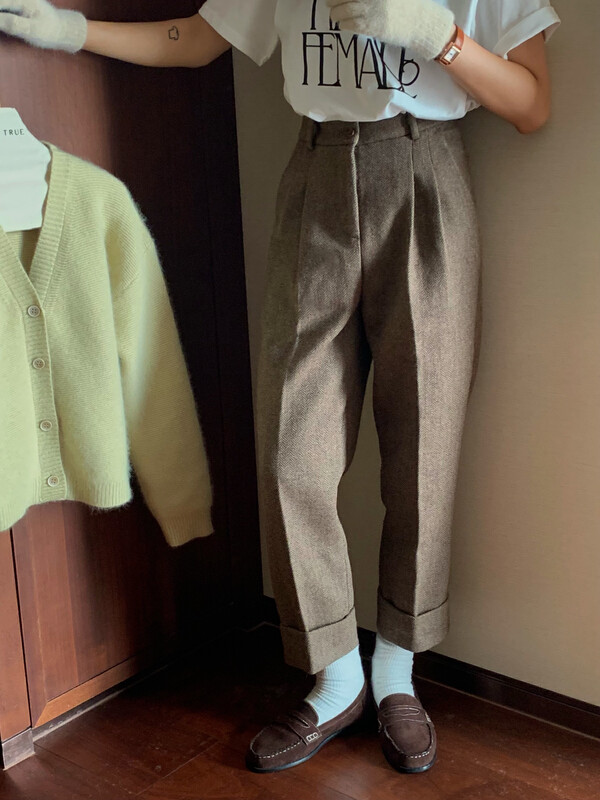 【EVER TRUE】Crimped Solid Color Versatile Casual Pants 93072# CLS