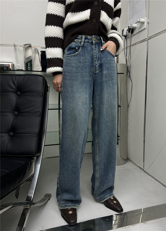 【T-PLATFORM】Korean style loose straight casual jeans V8999# CQW