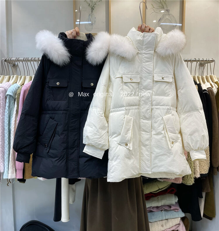 [MAX ORIGINAL] Hooded Simple Loose Casual Warm Down Jacket (White Duck Down 90%) 99015# HBX
