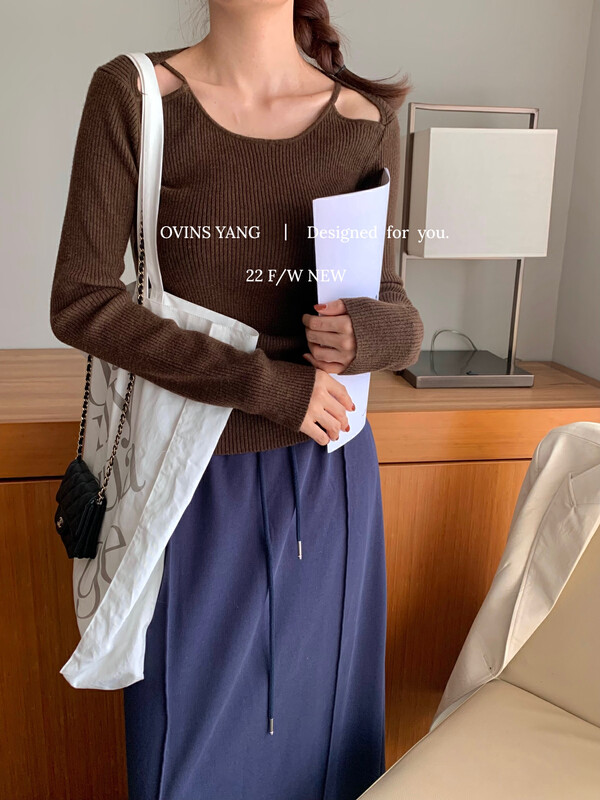 New in winter! [OVINSYANG] wool sweater with collarbone 8970# FHX