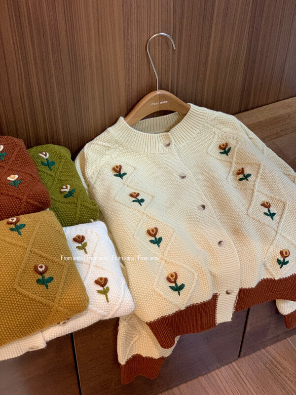 New in winter!【FROM ANNA】embroidered round neck warm sweater 1259# LSW