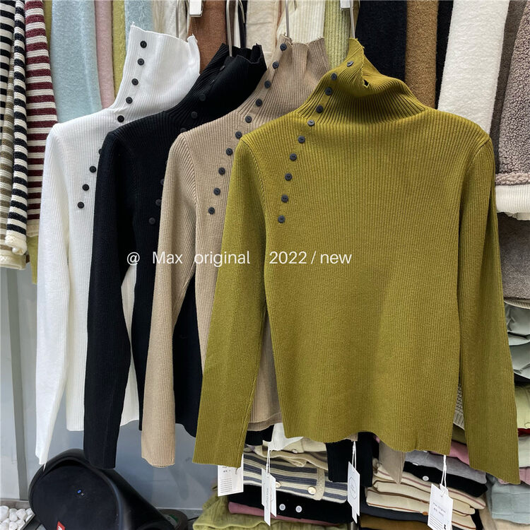 【MAX ORIGINAL】High-neck simple casual retro bottoming shirt 99032# HBX