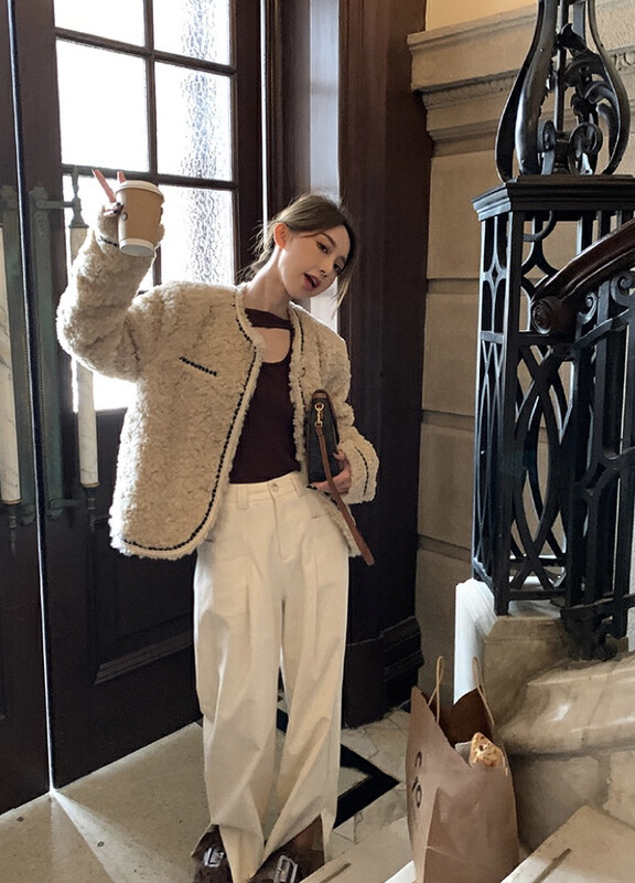 【SAVAGE】French style small fragrance stitching contrast color short coat S1366# WPL