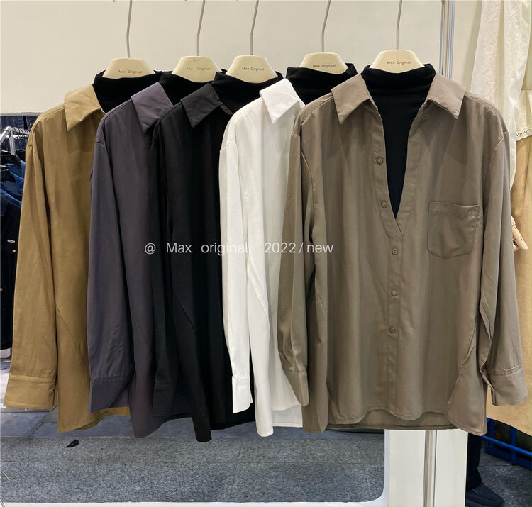 New in autumn!【MAX ORIGINAL】Korean casual color matching fake two-piece shirt 97361# HBX