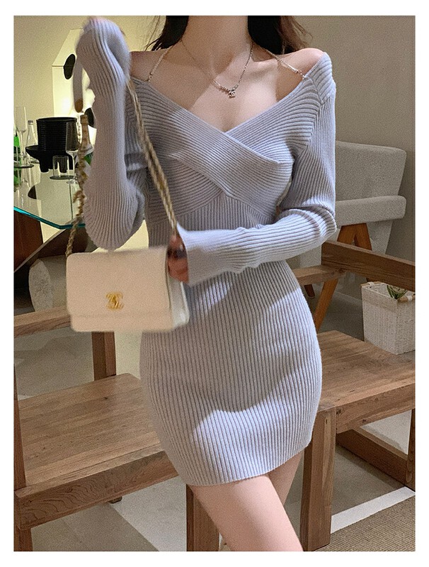【Yi Kaoru】Knitted rhinestone pit dress 0488# HYY