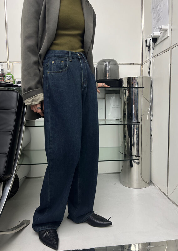 【T-PLATFORM】Korean Style Straight Loose Fleece Jeans V9012# CQW
