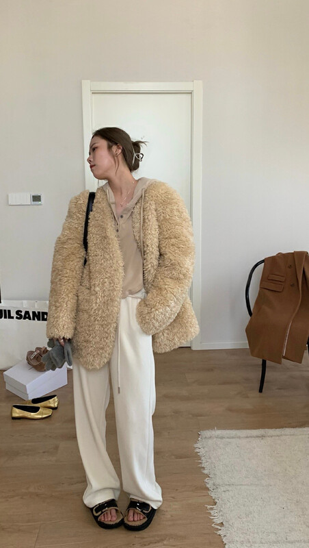 【SAVAGE】Korean high-end V-neck plush short coat S1305# WPL