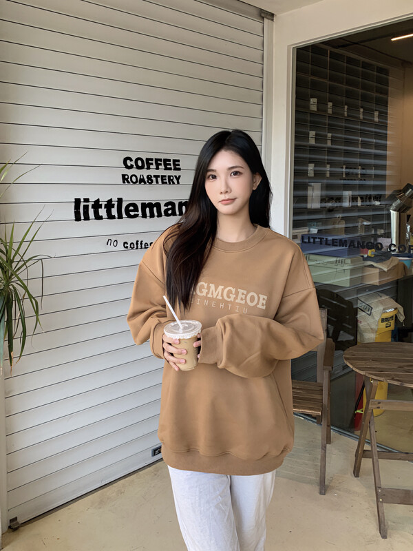 [TPY] Letter Print Loose Fleece Sweater Y3332# CLS