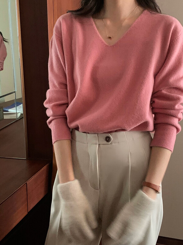 10 colors!  【EVER TRUE】Korean version 2022 new winter bottoming V-neck warm sweater 25004# CLS