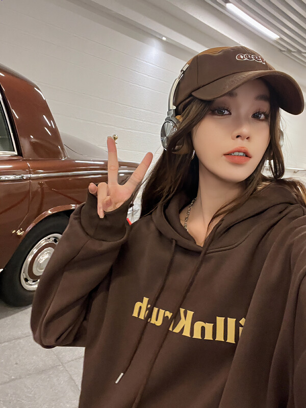 【TPY】Korean version all-match hooded fleece letter print sweatshirt L2604# CLS
