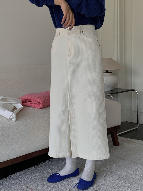 【EVER TRUE】Corduroy Split Midi Skirt 33612# CLS