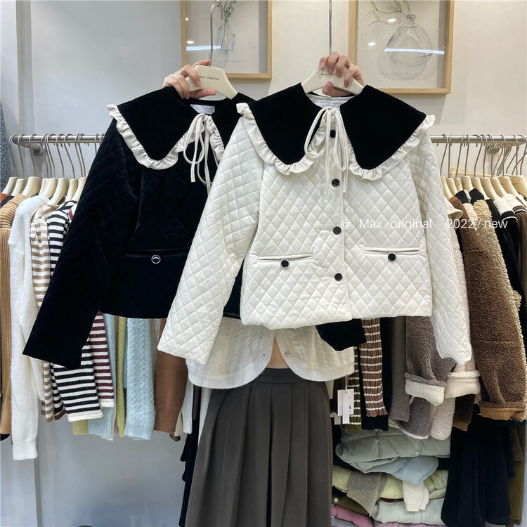 【MAX ORIGINAL】Korean simple and loose age-reducing casual warm cotton jacket (with shawl) 99037# HBX