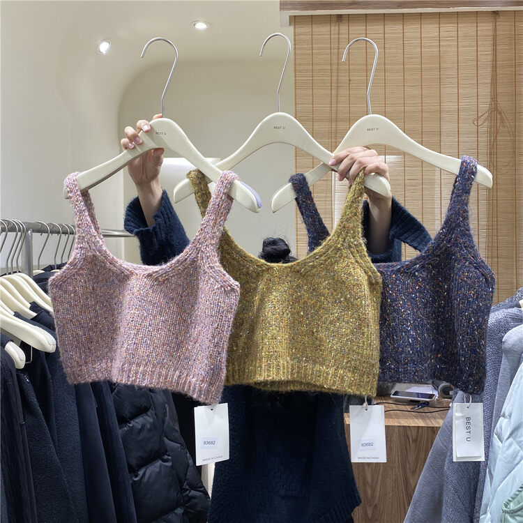 【BEST U】Color Short Knit Vest/Sling (Single Vest) 83682# LSW
