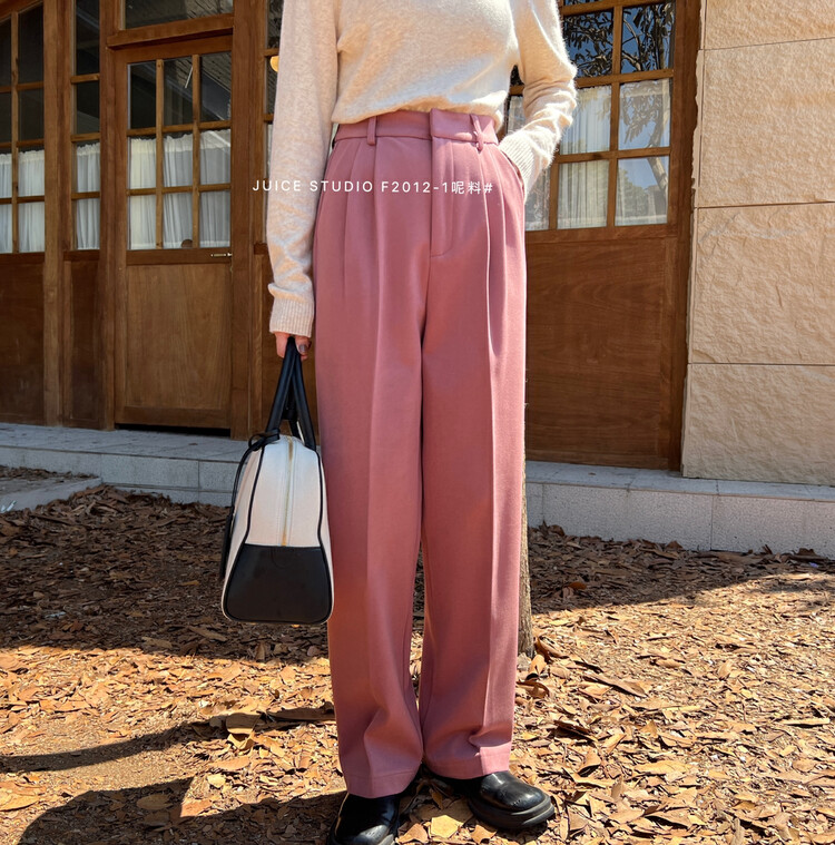 【JUICE】Simple and slim straight trousers woolen F2012-1