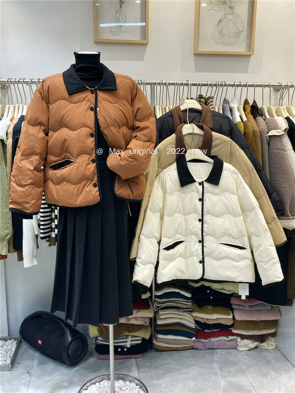 【MAX ORIGINAL】Contrast color Western-style loose age-reducing warm down jacket (white duck down 90%) 99039# HBX