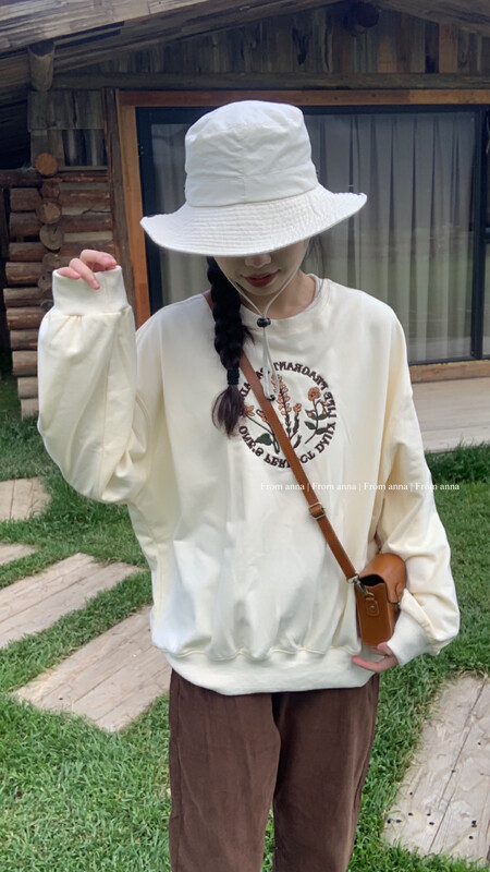 Original price 66.55! New in autumn! [FROM ANNA] Embroidered round neck pullover sweater 1141# LSW