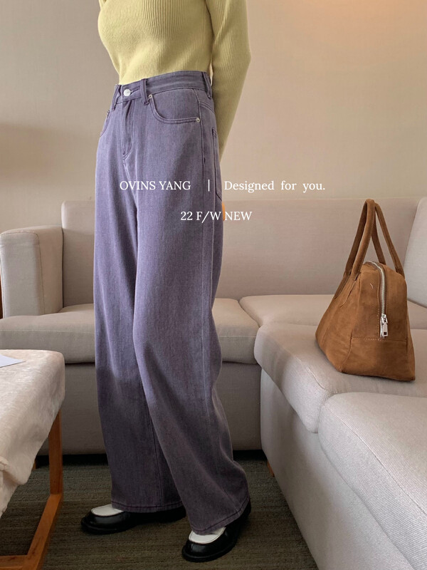 New in winter!【OVINSYANG】High-waisted straight-leg mopping jeans 8990# FHX