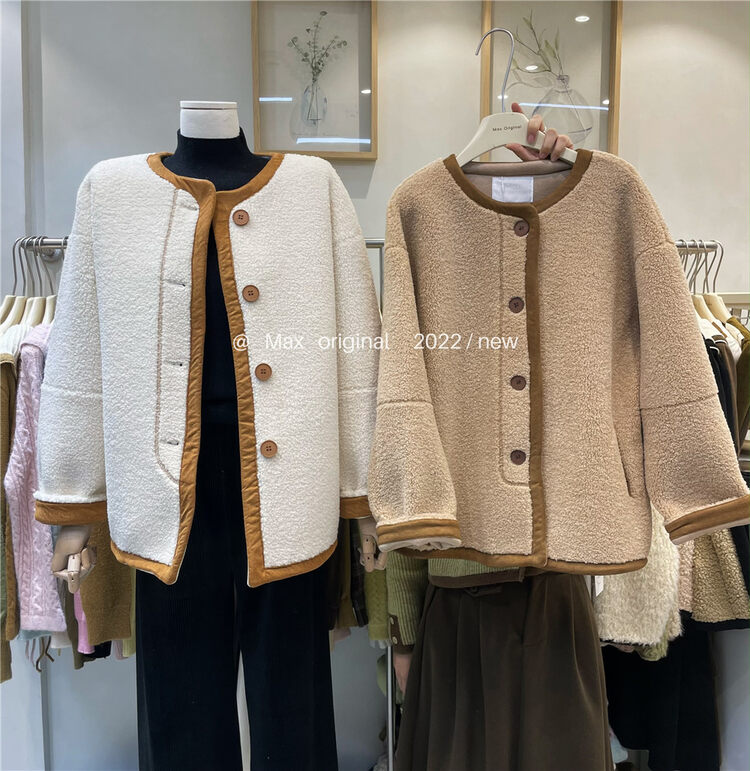 【MAX ORIGINAL】Contrast color western style loose single-breasted short coat 99007# HBX
