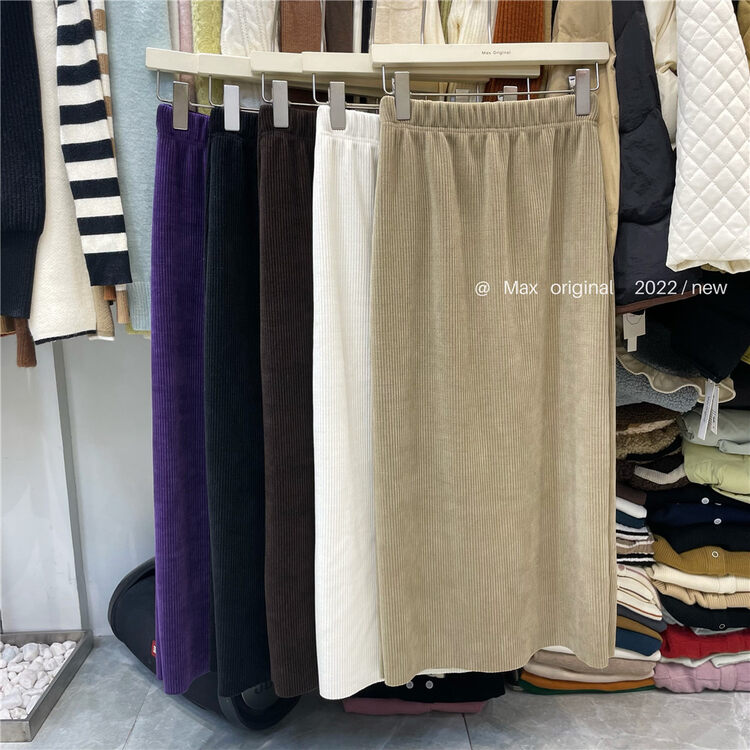 【MAX ORIGINAL】Simple and versatile elastic waist skirt 99055# HBX