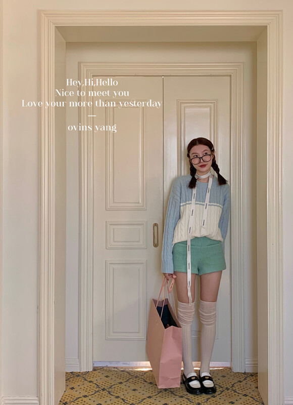 【OVINSYANG】Contrast color pullover all-match Korean warm sweater (without matching) 9089# FHX