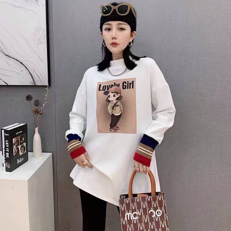[Ziyijia] Letter Print Loose Long Sleeve T-Shirt 953# WTT