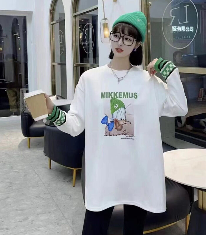 [Ziyijia] Round neck all-match fleece long-sleeved T-shirt A202# WTT