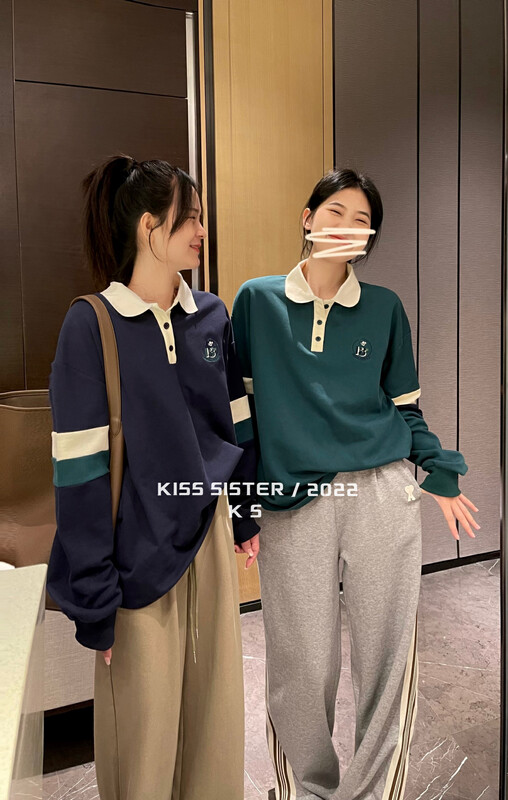 Original price 88.99! 【KISS SISTER】Polo Loose Oversized Sweater 22Y9656# CQW