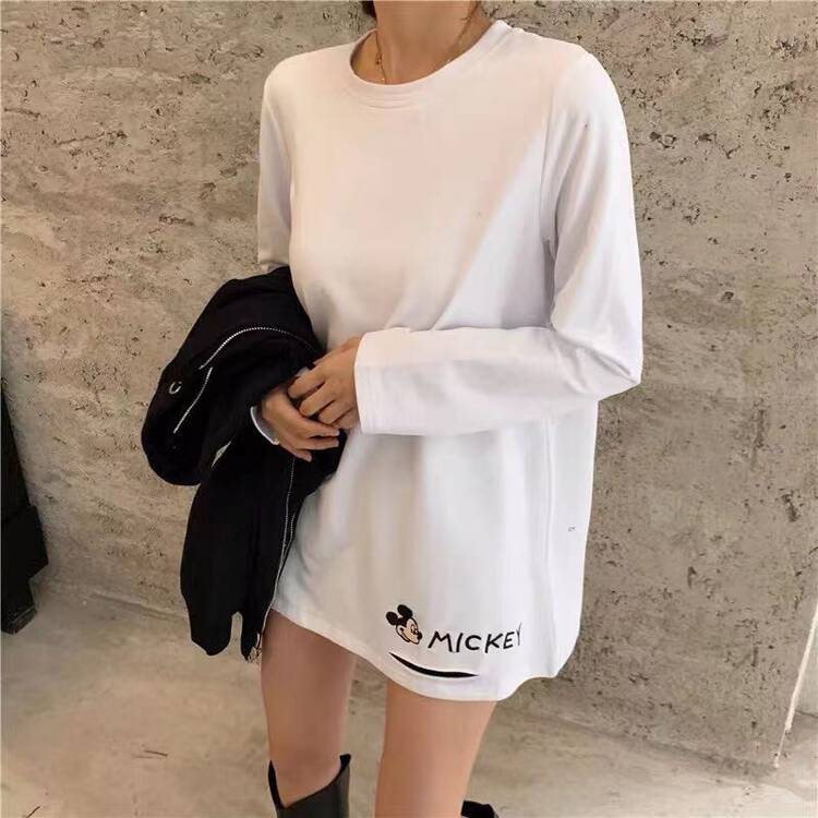 [Ziyijia] Korean all-match round neck plus baby velvet long-sleeved T-shirt A1011# WTT