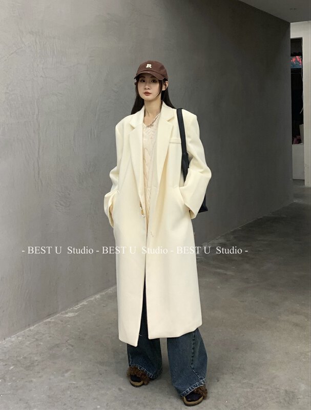 【BEST U】Heavy craftsmanship high-quality woolen coat (with detachable wooden buckle) 60378# LSW