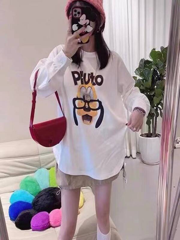[Ziyijia] Round neck simple all-match long-sleeved T-shirt 961# WTT