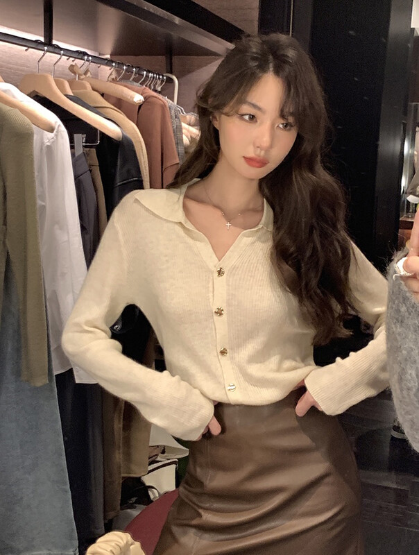 【SAVAGE】French Lazy Premium V-neck Single Breasted Knit Cardigan S1502# WPL
