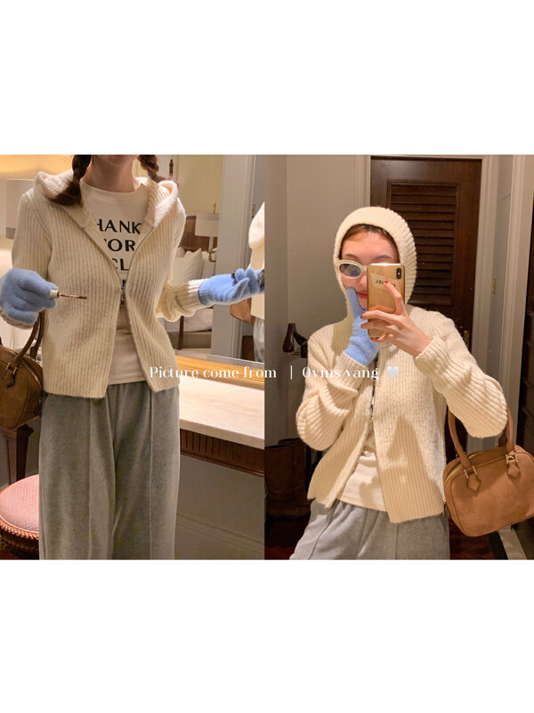 【OVINSYANG】Wool zipper cap short coat 9008# FHX