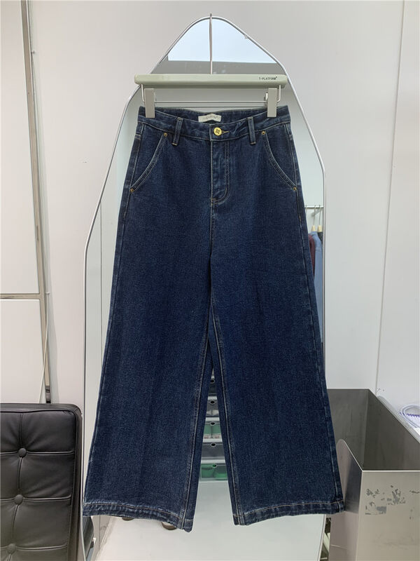 【T-PLATFORM】Korean Fleece Wide Leg Jeans 8973# CQW