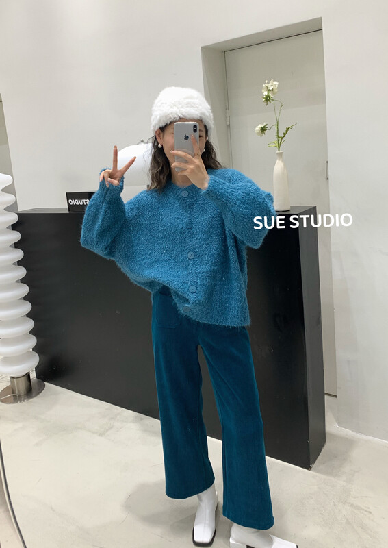 【SUE STUDIO】Sparkling pullover all-match solid color warm sweater A8930# ZJY